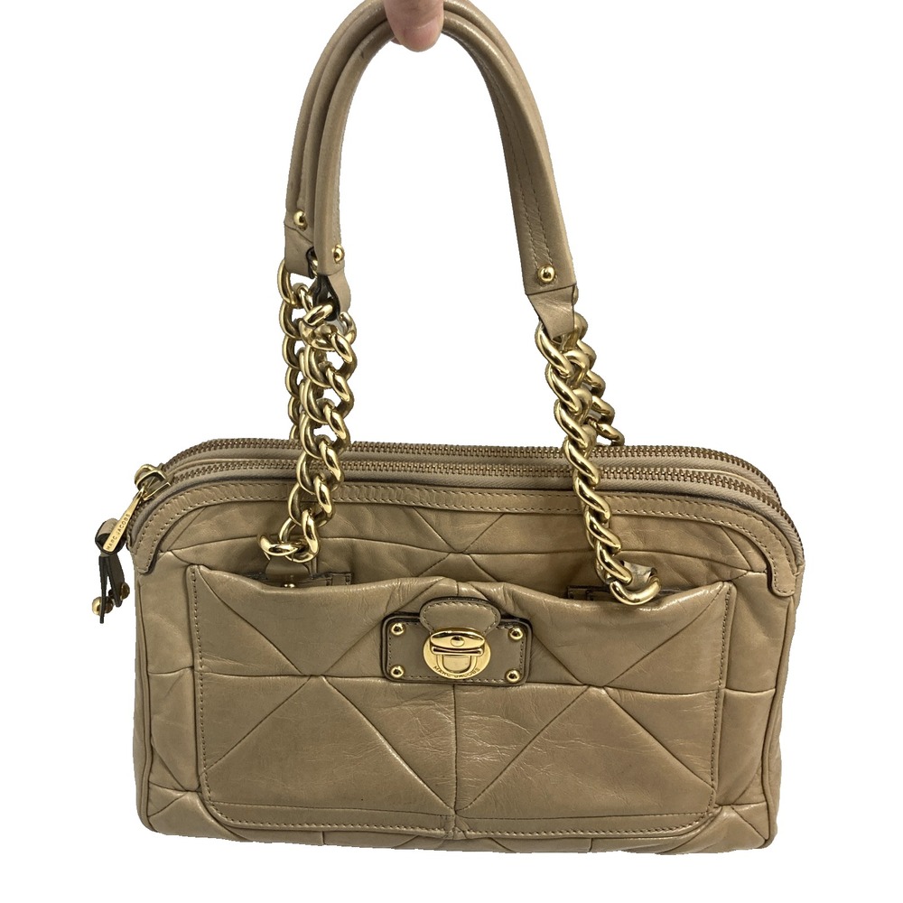 Rare‎ Designer Marc Jacobs Ines Patchwork Tan Leather Handbag Vintage